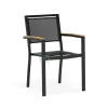 Modern Nordic Outside Dining Table and Wooden Arm Chair Set for Outdoor Garden Restaurant