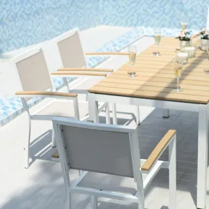 Outdoor Cafe Uv Waterproof Mesh Fabric Single Dining Chairs with Arms