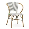 EASE Black and White Rattan French Bistro Chairs for Outdoor Cafe