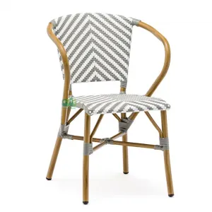 EASE Black and White Rattan French Bistro Chairs for Outdoor Cafe