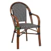 Stackable Outdoor Rattan French Bistro Chair with Arm Black