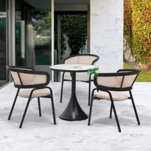 Modern Waterproof Garden Outdoor Restaurant White Fabric Dining Chair