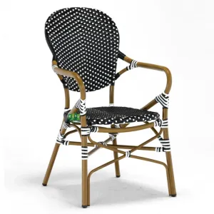 Black Cafe Arm Chairs Rattan Outdoor French Bistro Dining Furniture