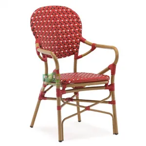 Commercial French Bistro Dining Outdoor Arm Chair Rattan for Cafe