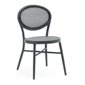 2026 Nordic Outdoor Aluminum and Black Fabric Single Dining Chair