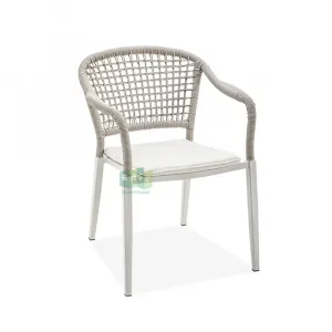 Nordic Contemporary Outdoor Patio Stackable Aluminum Woven Rope Dining Chair