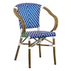 Aluminum Stacking Paris Woven Rattan Bistro Chairs with Arm Outdoor
