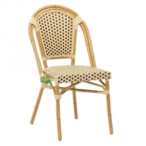 EASE Outdoor Furniture Stackable Rattan Woven French Cafe Chairs