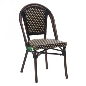 Nordic French Paris Style Outdoor Balcony Black Rattan Bistro Dining Chair
