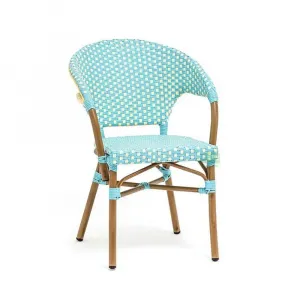 Outdoor Garden Cafe Aluminum French Bistro Rattan Dining Chair with Arms