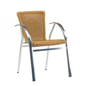 Hotel Outdoor Patio Pe Rattan Dining Chair with Aluminum Metal Legs