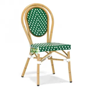 Outdoor Furniture Bamboo Look Bistro Rattan Cafe Chairs Stackable