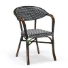 French Bistro Stacking Bamboo Look Metal Outdoor Rattan Chair