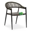 Outdoor Stackable Aluminum Framed Wicker Rattan Dining Room Chairs with Fabric Seats