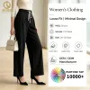 2026 Summer Womens Retro New Fashion Solid Color Double-Layer High Waist Breathable Slimming Wide Leg Pants Casual Loose Model