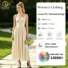 2026 Trend Womens Sleeveless Ribbed Bodice Pleated Swing Midi Dress Square Scoop Neck A-Line Smart Casual Office Party Dress