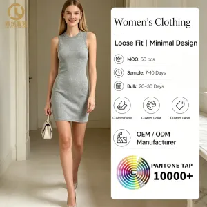 Apparel Manufacturer Customized Elegant Sleeveless Bodycon Dress Womens Slim-Fit Casual Party Spring Autumn ODM Work Dress