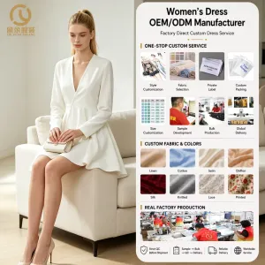 Asymmetric Cotton Mini Dress With Digital Printing Custom Clothing Apparel Design Service Women Casual Dress