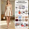 Casual Cotton Satin Mini Dress with Ruffles Eco-Friendly and Anti-Static XS Size Woven Front Logo Maxi Length for Summer