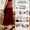 Clothing Factory Custom Elegant Satin Silk Midi Skirt for Women High Waist Side Slit Long Skirt Luxury Evening Party Slip Skirts