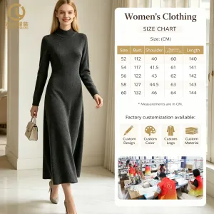 Clothing Factory OEM Womens Winter Elegant Mock Neck Flared Long Sleeve Flat Knitted Cloak-Black Slim Fit Evening Casual Wear