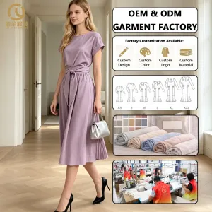 Clothing Manufacturer Custom Label OEM ODM 2026 Ladies Short Sleeve Elegant Casual Midi Womens Dresses