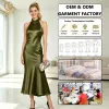 Factory Custom Wholesale Summer Hot Sale Casual Party Wedding Maxi Dress Ladies Elegant Sleeveless Satin Long Dress for Women