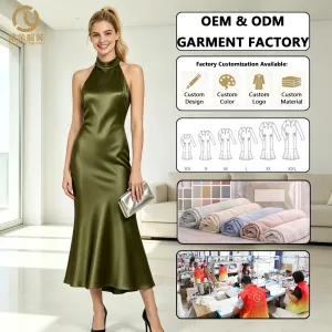 Factory Custom Wholesale Summer Hot Sale Casual Party Wedding Maxi Dress Ladies Elegant Sleeveless Satin Long Dress for Women