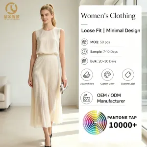 Guangzhou Garment Manufacturer Customized Breathable Summer Fashion Comfortable Line Casual Elegant White Long Maxi Pleated