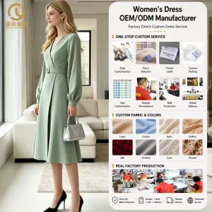 New Arrival Elegant Casual Dress for Women Lady Appropriate for Daily Wear Made Chiffon Features Button Belt Decoration Empire