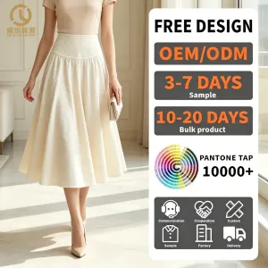 OEM ODM Custom-Made Cotton Ladies High Waist Floor-length Elegant Woven Ball Gown Skirts With Breathable Fabric for Summer