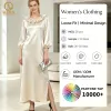 OEM ODM Ladies Elegant Casual Satin Maxi Dress with Ruffles Custom Wholesale Long Sleeves Natural Waistline Woven Eco-Friendly