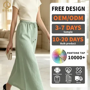 OEM Womens Chic New Fashion Retro High Elastic Waist Midi Skirt Casual Straight Style Size XS Anti-Static Silk Nonwoven Weaving