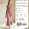 OEM Womens Vintage Casual Midi Dress Asymmetric Ruffle Detail Beige Cap-Sleeve Translucent Plain Dyed XS Size for Autumn Summer