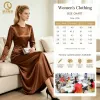Silk-Blend Maxi Dress Stand Neck Natural Waist Casual Style for Summer Breathable Washable OEM Service Available