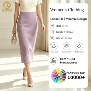 Supplier Wholesale High-Waisted Slimming Mid-Length Acetate Fabric Skirt Satin Silky Zipper Bodycon Fishtail A-Line Skirt