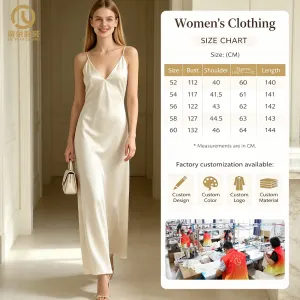 Wholesale Custom Casual Womens Anti-Wrinkle Summer Slim Natural Cotton Lining Satin Spaghetti Strap Backless Maxi Dress