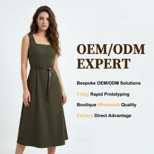 Wholesale Custom Modern Academia Vintage Casual Maxi Dress for Women Elegant Lady with Natural Waistline Breathable Woven Fabric