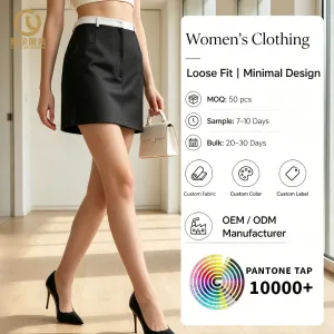 Womens Black Zipper Fly Linen Cotton Casual Fashion Shorts White Trim Breathable Ruffles Decorated Chiffon Summer Winter Use