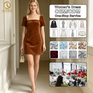 Womens Brown Velvet Mini Dress Mini Short Sleeve Square Neck Vintage Casual Woven Washable Spring Autumn Summer Party Dress