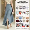 Womens Mid-Length A-Line Satin High Waist Skirt Spring New Casual Hip-Wrapped Design Anti-Static Nonwoven for Winter Use