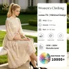 Your Brand Custom Womens Lace Tea-Length Dress Mandarin Collar Long Floral Lace Sleeve Satin Sash Bow Bridesmaid Party Dress