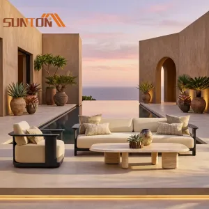 All Weather Outdoor Aluminum Sofa Set with UV Resistant Cushions Modern Patio Furniture for Resort