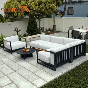 Comfortable 4-Piece Waterproof Aluminium Outdoor Furniture Set for Garden Patio Hotel Villa-Modern Design