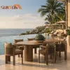 European Style Modern Minimalist Dining Room Set 6 Chairs Table Luxury Aluminum Frame Furniture Hot Selling Outdoor Patio Use
