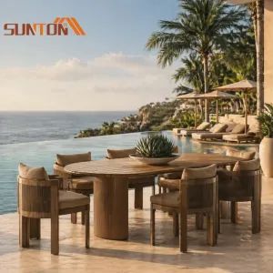 European Style Modern Minimalist Dining Room Set 6 Chairs Table Luxury Aluminum Frame Furniture Hot Selling Outdoor Patio Use