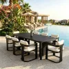 Extendable Metal Dining Table Set Modern Luxury European Design Eco-Friendly Outdoor Dining for Villa Hotel Use