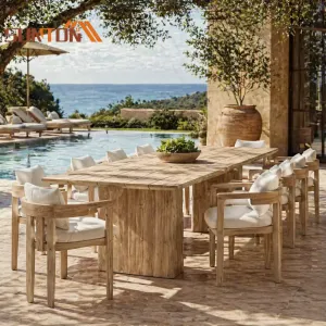 Factory Whole House Customizable Size Color OEM ODM Acceptable Hotel Garden Outdoor Dining Set Balcony Poolside Teak Durable