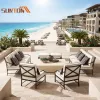 High End Weather Resistant Nordic Style Balcony Villa Leisure Patio Sets Sofa Set Chair Garden Luxury Modern Outdoor Furniture