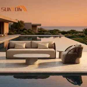 Luxury Rope Armchair Wicker Chairs Resort Scandinavian Furniture Outdoor Sofa Set Garden Furniture